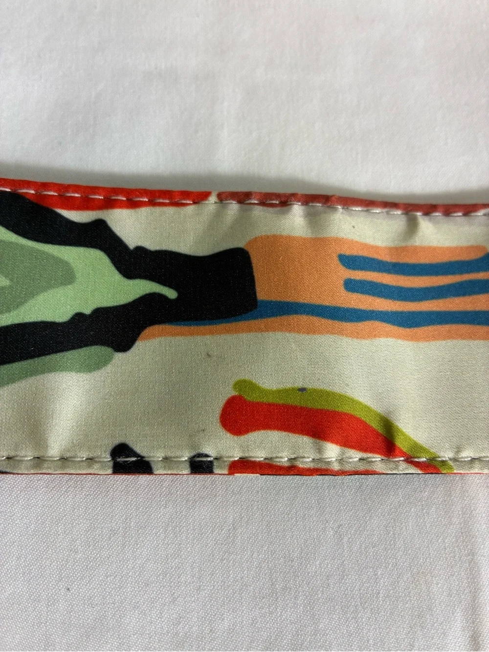 Womens belt 42” Multicolor Colorblock Fabric Covered Belt and buckle wide